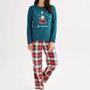 Jammies For Your Families Jingle Bell Rock Mrs.Claus PJ Top & Fleece Bottoms Set